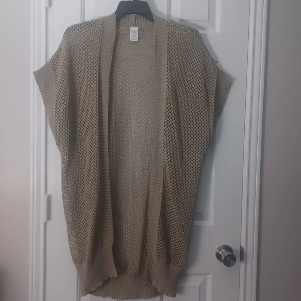 Time And Tru Shawl Cover Up Tan Mesh Sz 2X 3X